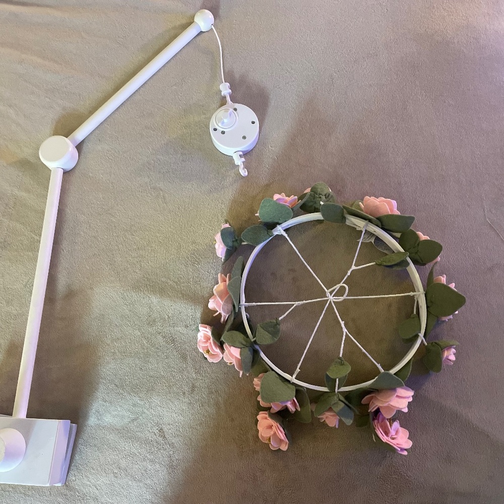 Pottery Barn Kids Pink and Green Geometric Floral Wreath